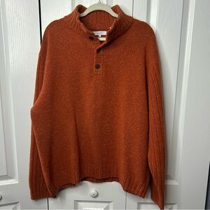 Alex‎ Cannon Burnet Orange Textured Long Sleeve Pullover Wool Sweater Size XL